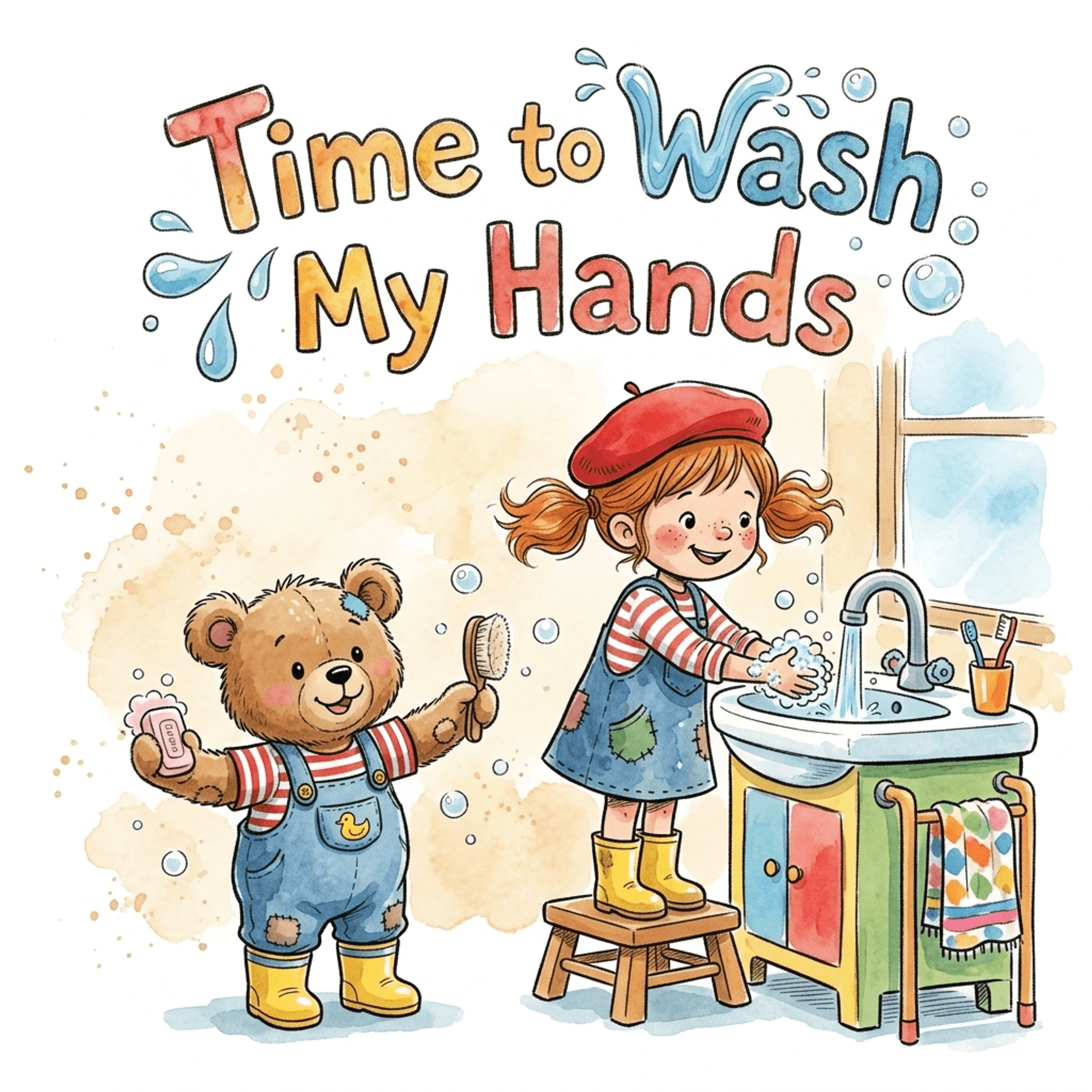 Time to Wash My Hands personalized book cover starring Lila
