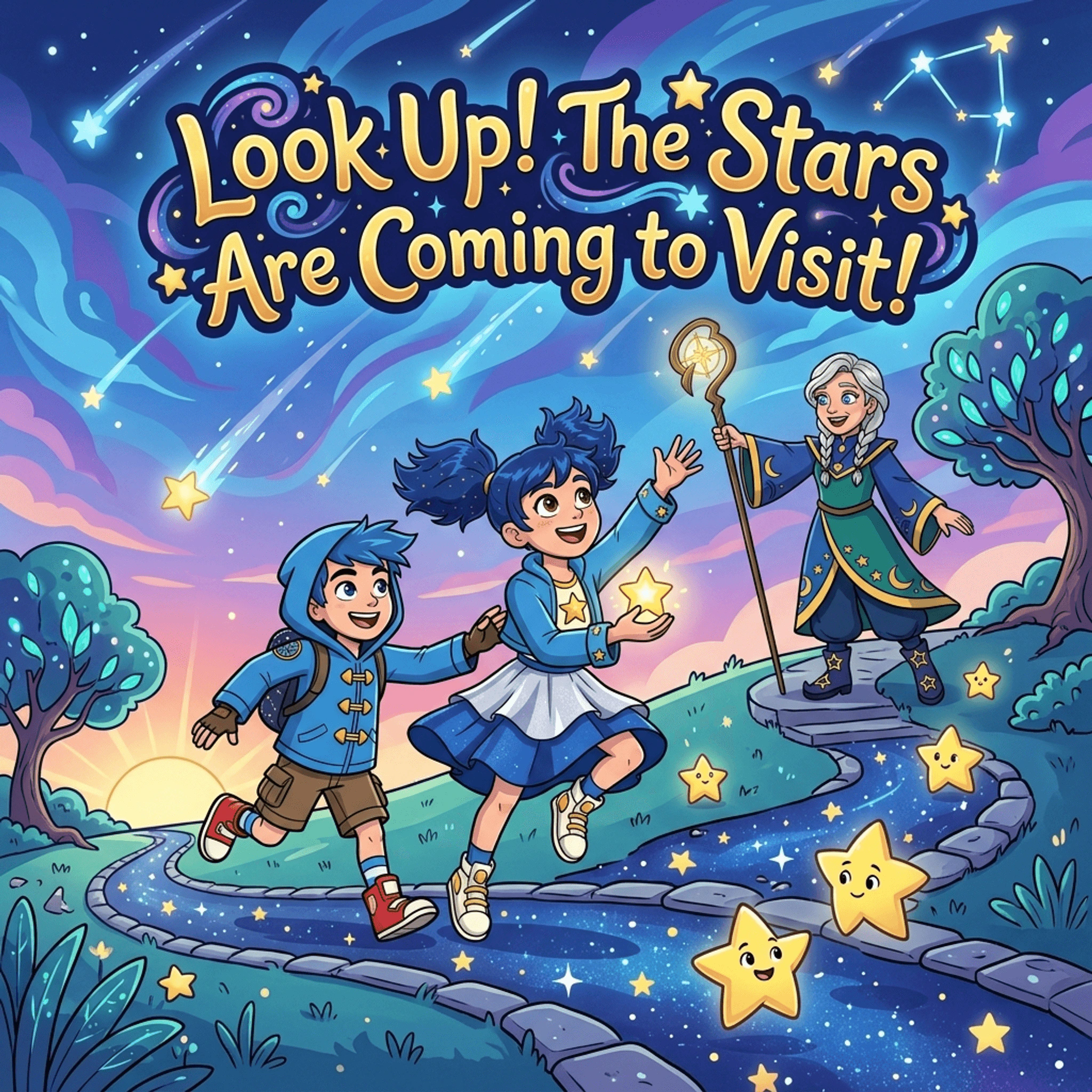 Look Up! The Stars Are Coming To Visit! personalized book cover starring Luna